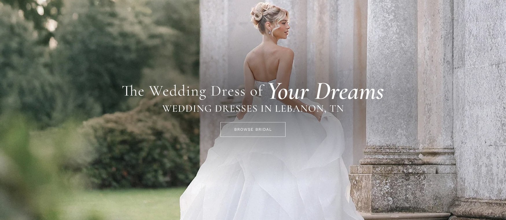 Model wearing a wedding dress